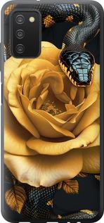 Чехол на Samsung Galaxy A03s A037F Black snake and golden rose