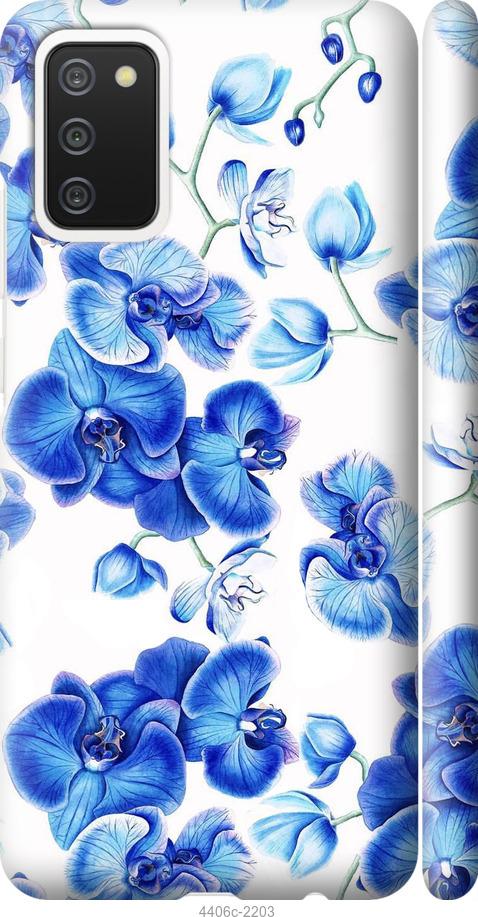 Чехол на Samsung Galaxy A02s A025F Голубые орхидеи
