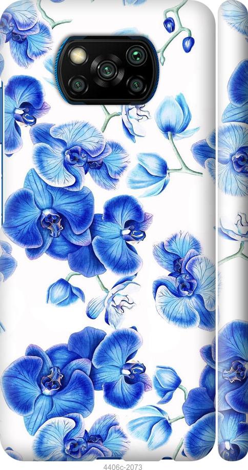 Чехол на Xiaomi Poco X3 Голубые орхидеи