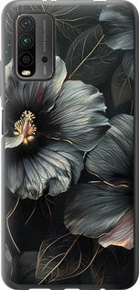 Чехол на Xiaomi Redmi 9T Черные цветы