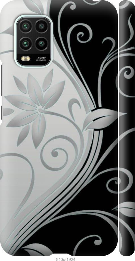 Чехол на Xiaomi Mi 10 Lite Цветы на чёрно-белом фоне