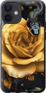 Чехол на iPhone 12 Mini Black snake and golden rose