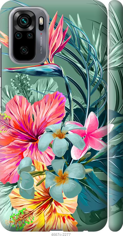Чехол на Xiaomi Redmi Note 10 Тропические цветы v1