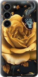 Чехол на Samsung Galaxy S23 Black snake and golden rose