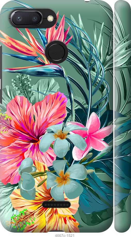 Чехол на Xiaomi Redmi 6 Тропические цветы v1