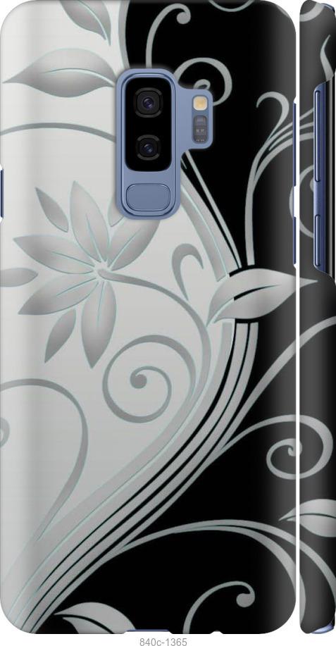 Чехол на Samsung Galaxy S9 Plus Цветы на чёрно-белом фоне