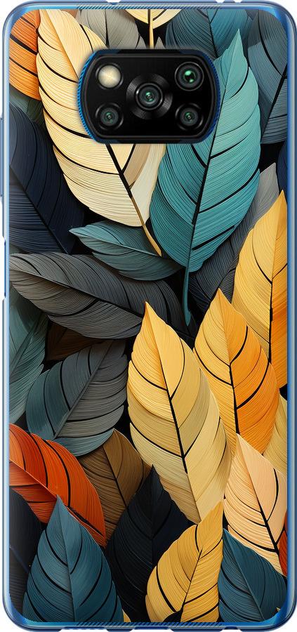 Чехол на Xiaomi Poco X3 Кольорове листя