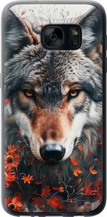 Чехол на Samsung Galaxy S7 G930F Wolf and flowers