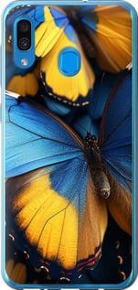 Чехол на Samsung Galaxy A20 2019 A205F Желто-голубые бабочки