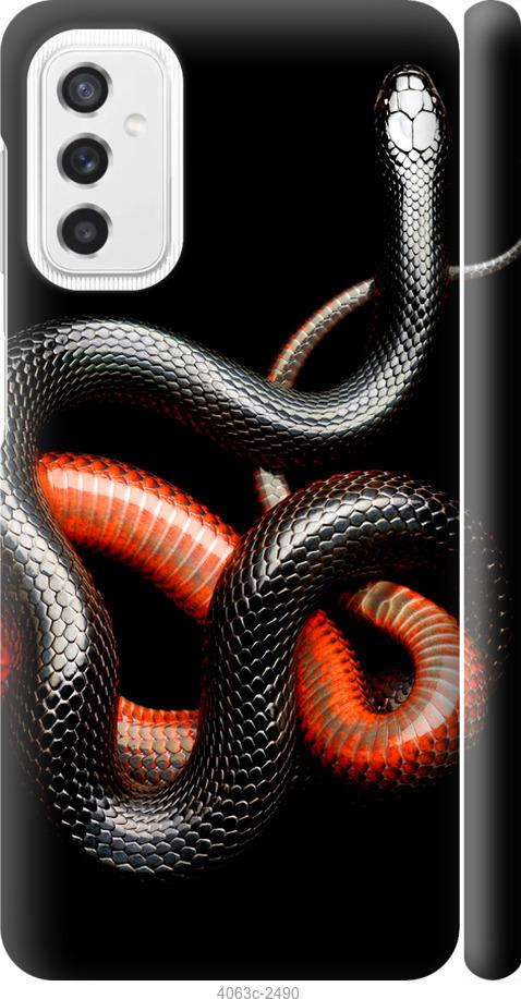 Чехол на Samsung Galaxy M52 M526B Красно-черная змея на черном фоне