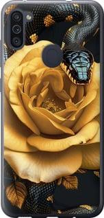 Чехол на Samsung Galaxy M11 M115F Black snake and golden rose