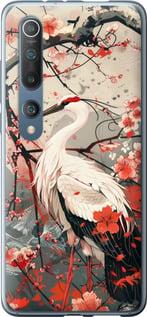 Чехол на Xiaomi Mi 10 Аист в цвету сакуры