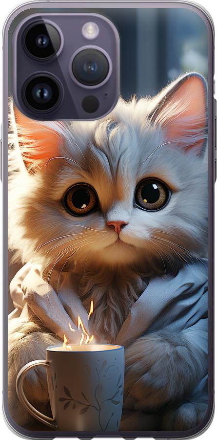 Чехол на iPhone 14 Pro Max White cat