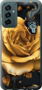 Чехол на Samsung Galaxy M13 M135 Black snake and golden rose