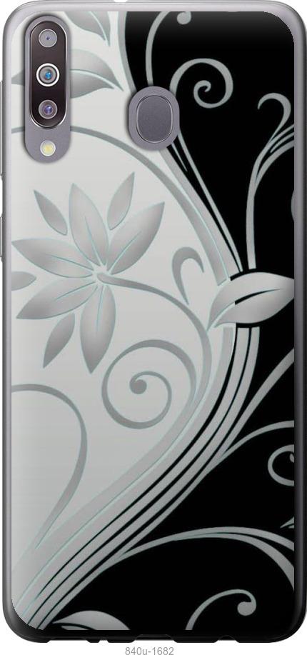 Чехол на Samsung Galaxy M30 Цветы на чёрно-белом фоне