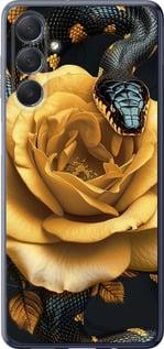 Чехол на Samsung Galaxy M54 Black snake and golden rose