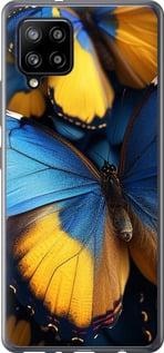 Чехол на Samsung Galaxy A42 A426B Желто-голубые бабочки
