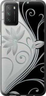Чехол на Xiaomi Poco M3 Цветы на чёрно-белом фоне