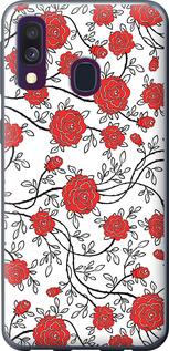 Чехол на Samsung Galaxy A40 2019 A405F Красные розы на белом фоне