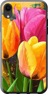 Чехол на iPhone XR Нарисованные тюльпаны