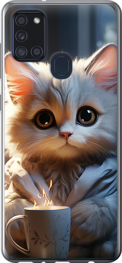 Чехол на Samsung Galaxy A21s A217F White cat