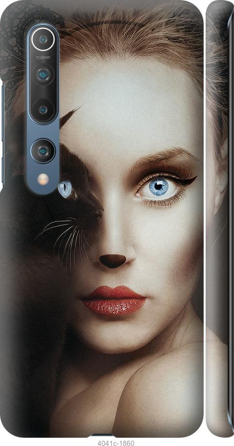 Чехол на Xiaomi Mi 10 Pro Взгляд женщины и кошки