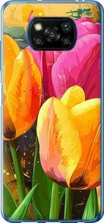 Чехол на Xiaomi Poco X3 Нарисованные тюльпаны