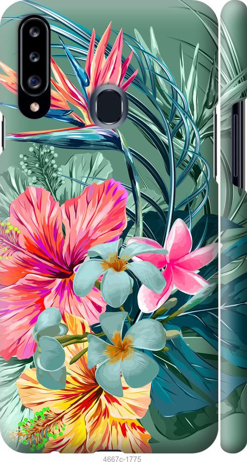 Чехол на Samsung Galaxy A20s A207F Тропические цветы v1