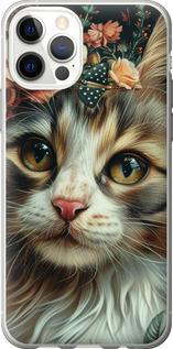 Чехол на iPhone 12 Pro Cats and flowers