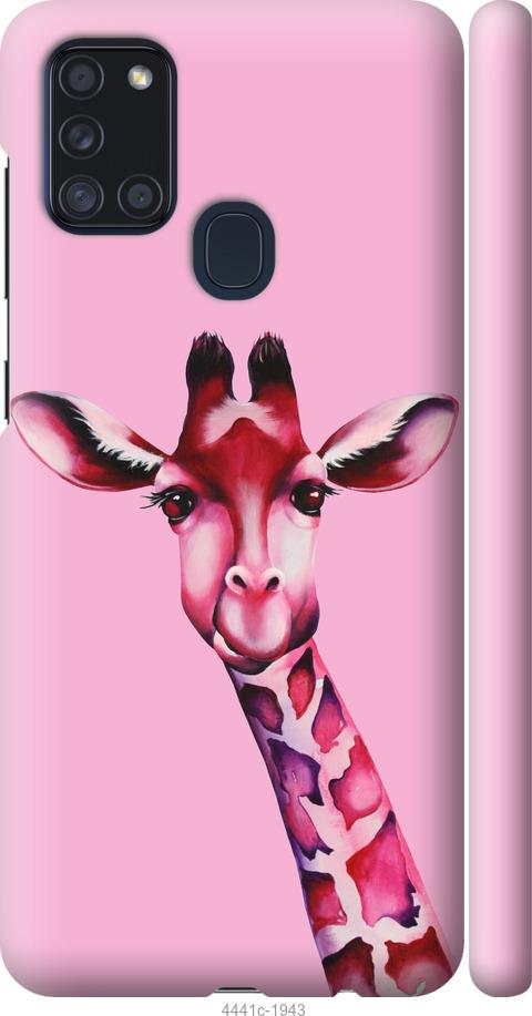 Чехол на Samsung Galaxy A21s A217F Розовая жирафа