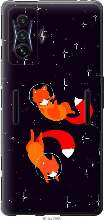 Чехол на Xiaomi Poco F4 GT Лисички в космосе