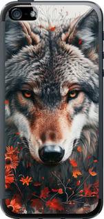 Чехол на iPhone SE Wolf and flowers