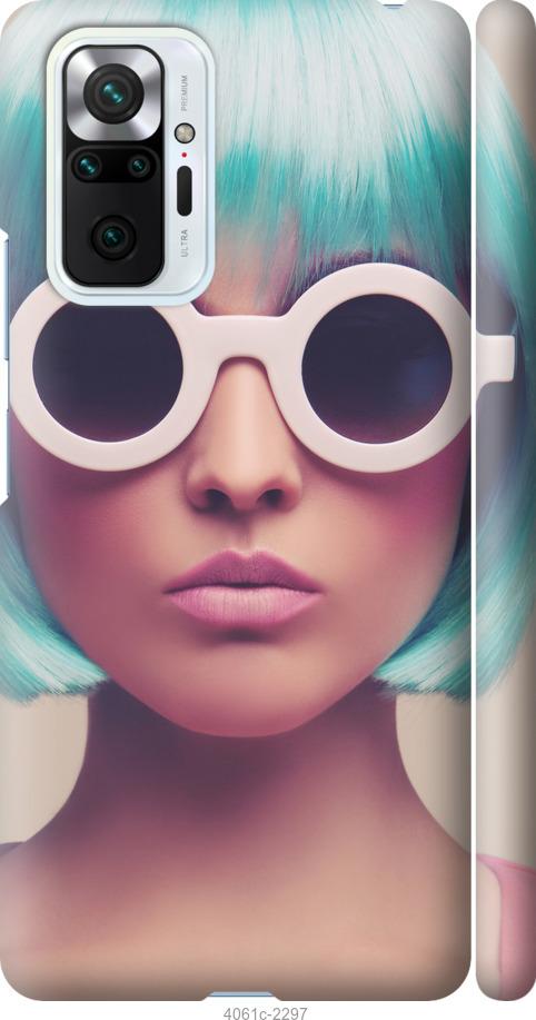 Чехол на Xiaomi Redmi Note 10 Pro Синеволосая девушка в очках