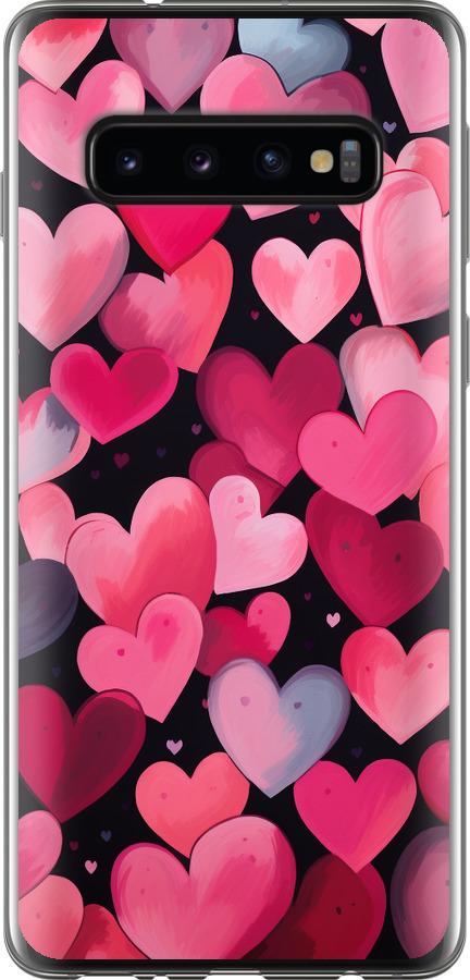 Чехол на Samsung Galaxy S10 Сердечки 4
