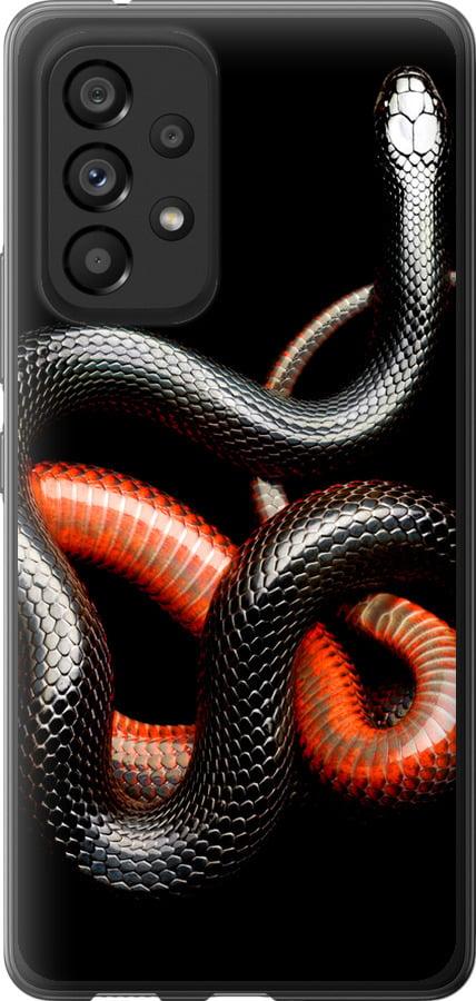 Чехол на Samsung Galaxy A53 A536E Красно-черная змея на черном фоне