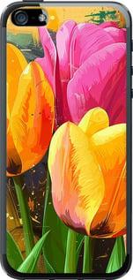 Чехол на iPhone SE Нарисованные тюльпаны
