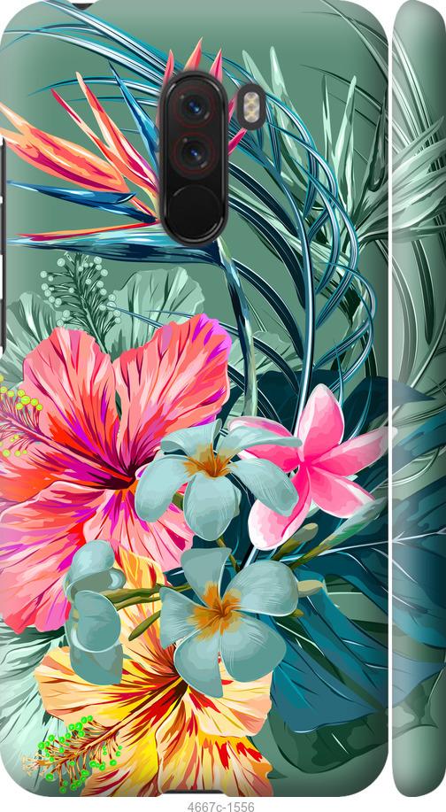 Чехол на Xiaomi Pocophone F1 Тропические цветы v1