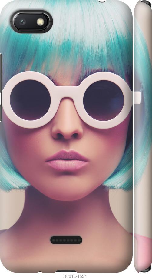 Чехол на Xiaomi Redmi 6A Синеволосая девушка в очках