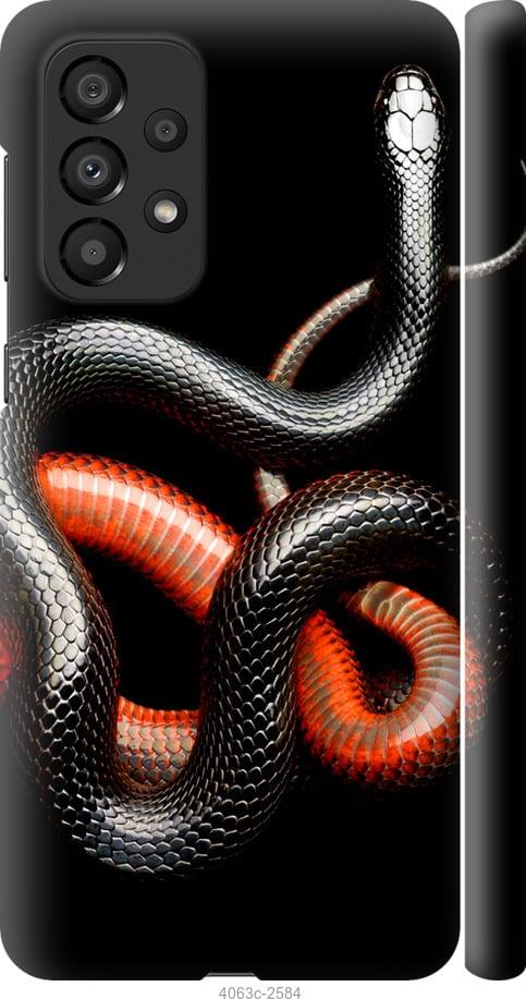 Чехол на Samsung Galaxy A33 5G A336B Красно-черная змея на черном фоне