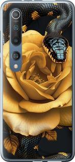 Чехол на Xiaomi Mi 10 Pro Black snake and golden rose