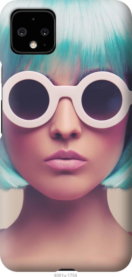 Чехол на Google Pixel 4 XL Синеволосая девушка в очках