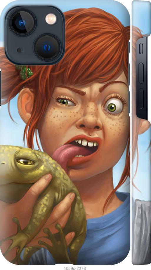 Чехол на iPhone 13 Mini Рыжеволосая девочка с лягушкой