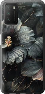 Чехол на Xiaomi Poco M3 Черные цветы