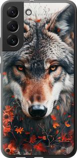 Чехол на Samsung Galaxy S22 Plus Wolf and flowers