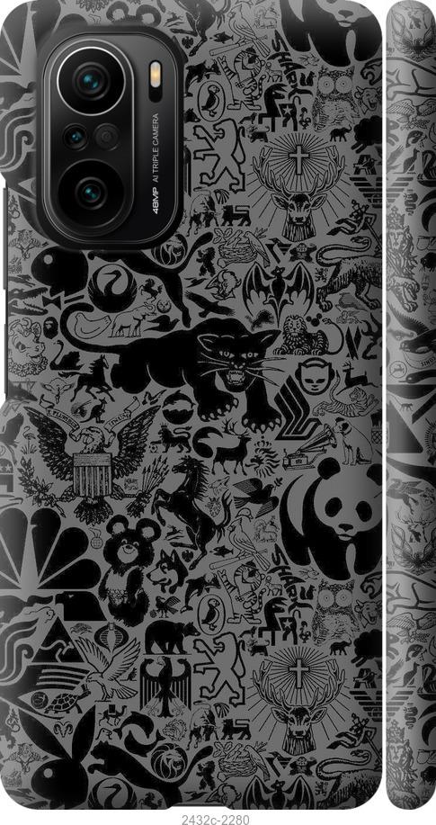Чехол на Xiaomi Poco F3 Чёрно-серый стикер бомбинг