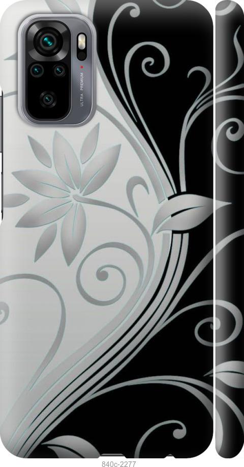 Чехол на Xiaomi Redmi Note 10 Цветы на чёрно-белом фоне