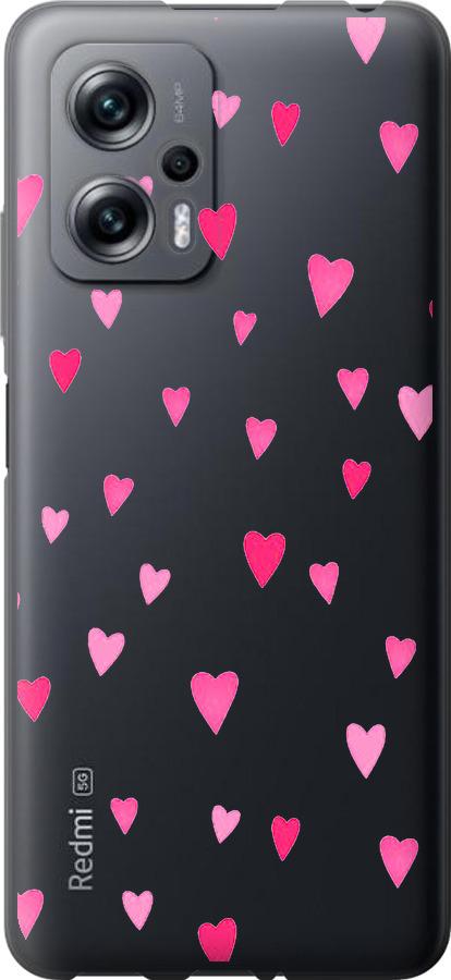 Чехол на Xiaomi Redmi Note 11T Pro Сердечки 2