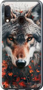 Чехол на Samsung Galaxy A20e A202F Wolf and flowers