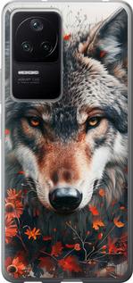 Чехол на Xiaomi Redmi K40S Wolf and flowers