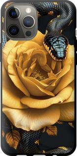 Чехол на iPhone 12 Pro Max Black snake and golden rose